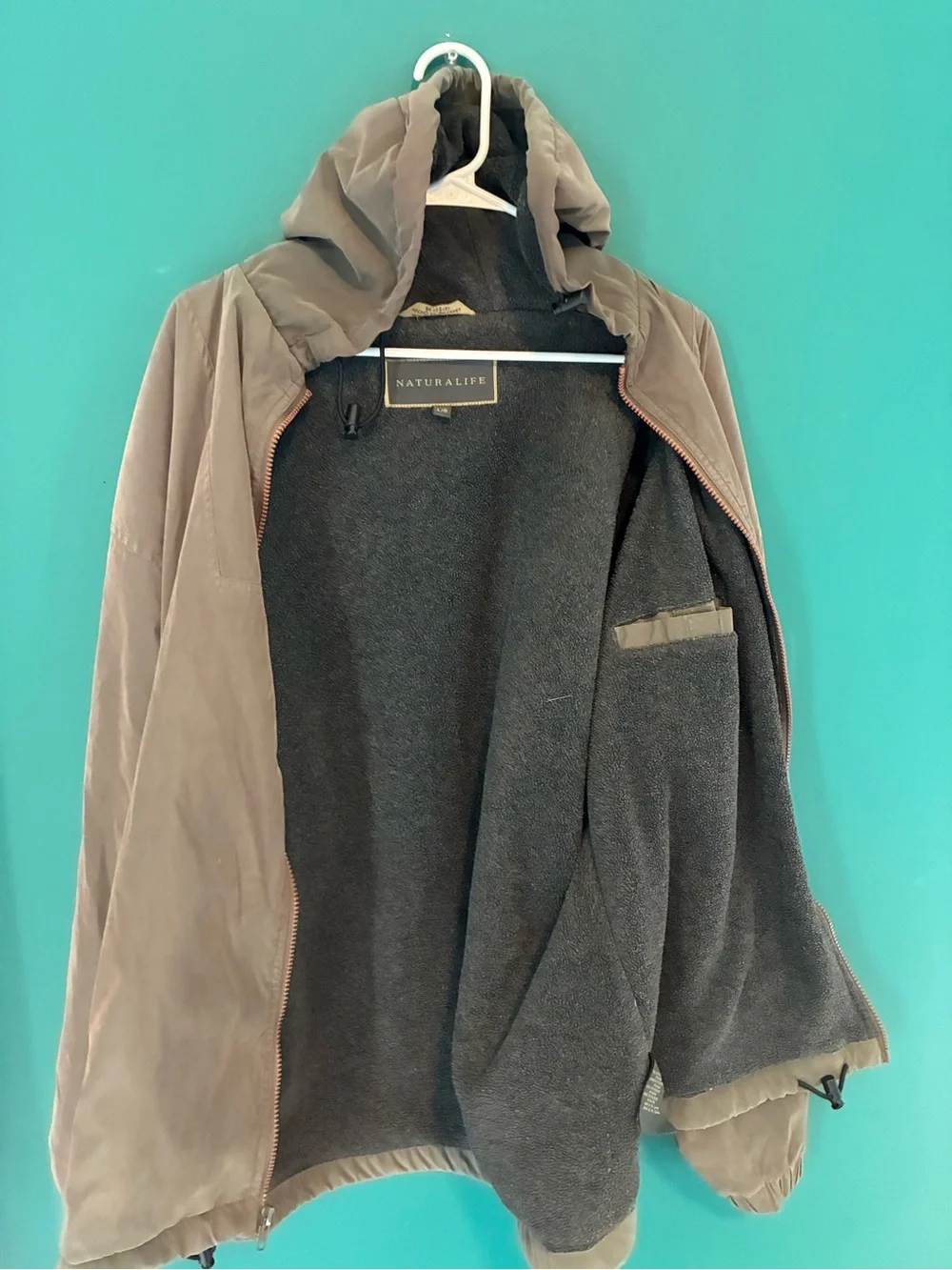 NATURALIFE Men's Olive Hooded Zip Jacket